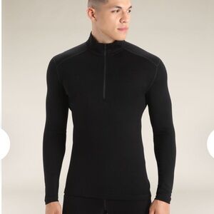 Men’s Icebreaker Merino 260 Bodyfit Half Zip Thermal Top Size Medium Black